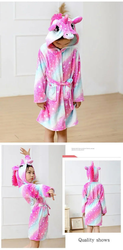 Children Bath Robes Flannel Winter Kids Sleepwear Robe Infant Pijamas Nightgown For Boys Girls Pajamas 1-11 Years Baby Clothes