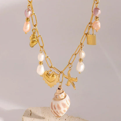Zora Conch Charm Necklace | Bohemian Beach Jewelry -femstylo
