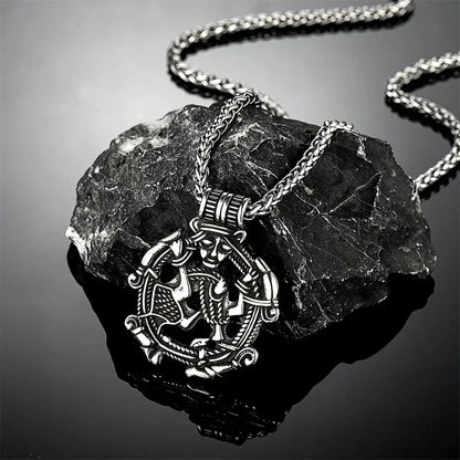 Vintage Vikings Loki Hollow Necklaces Men Stainless Steel Norse Mythology Trinity Pendant Amulet Scandinavian Jewelry Male Gifts
