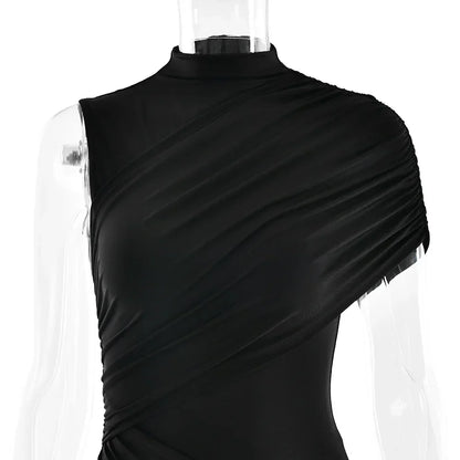 Irregular Pleated Mini Dress | Tassel Hem Streetwear Dress - Femstylo