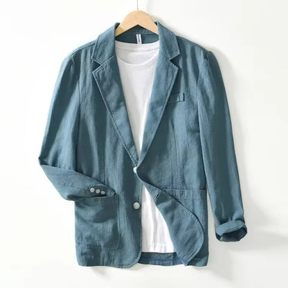 70% Linen 30% Cotton Breathable Men's Blazer Suit Jacket For Men Black Coat For Summer Business Lightweight Male Clothes 2026