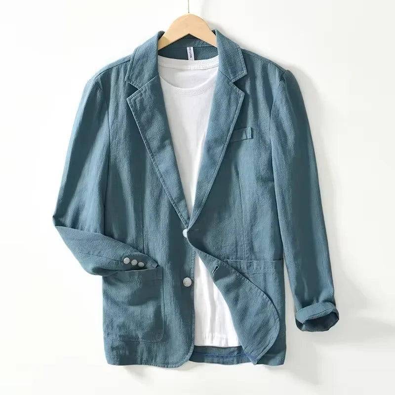 70% Linen 30% Cotton Breathable Men's Blazer Suit Jacket For Men Black Coat For Summer Business Lightweight Male Clothes 2026