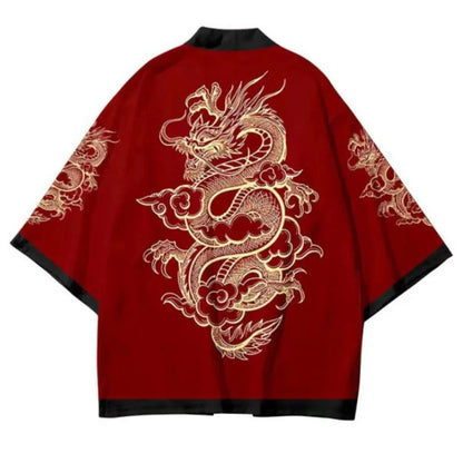 🐉 Summer Japanese Style Anime Dragon Print Haori Yukata