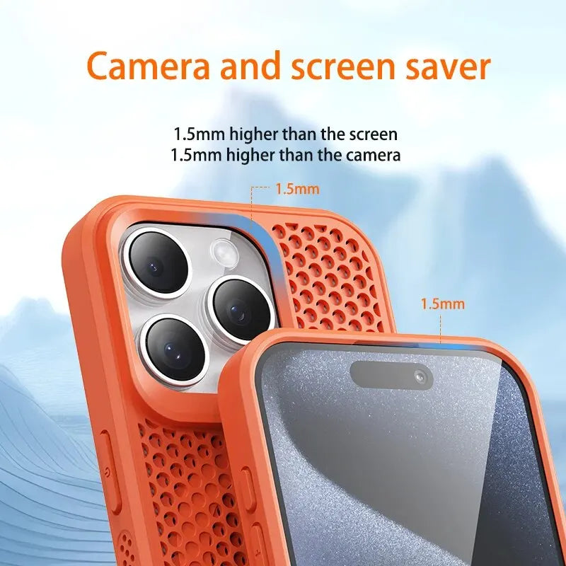 Cooling Heat Dissipation Magsafe Magnetic Phone Case For iPhone 16 14 15 13 12 11 Pro Max Plus Breathable Grid Hard Back Cover