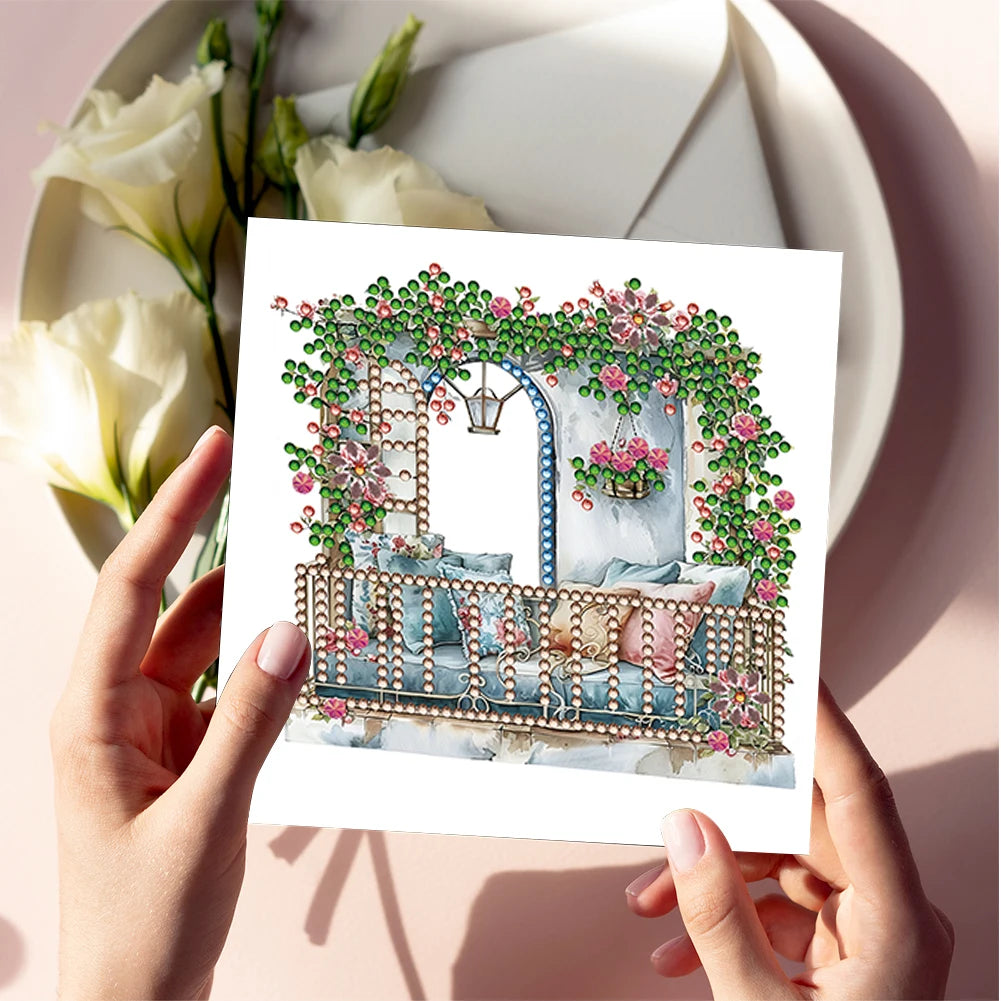 6Pcs DIY Diamond Painting Animal Flower Greeting Card Rinestone Embroidery Arts Craft Cards Kit Birthday Gift for Friend Gift