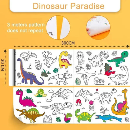 Children Drawing Roll Sticky Graffiti Scroll DIY Painting Color Filling Paper Coloring Papers for Kids Educational Toys Gifts