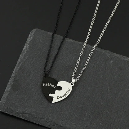 Father Mom Son Daughter Family Necklace Love Heart Puzzle Pendant Necklace Stainless Steel Jewelry for Women Mother's Day Gift