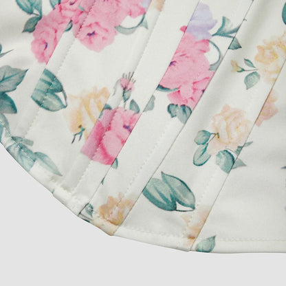 Summer Women Floral Y2K Crop Tops Printed Sleeveless Fishbone Corset Woman Sexy Backless Slim Strapless Streetwear Camisole