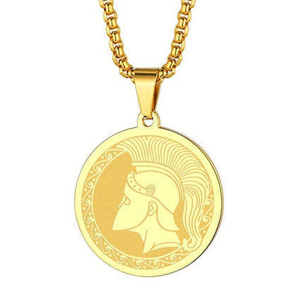 Mens Ancient Greek God Spartan Warrior Pendant Gladiator Necklace Women Mythology Spartan Helmet Charm Neck Chain Amulet Jewelry