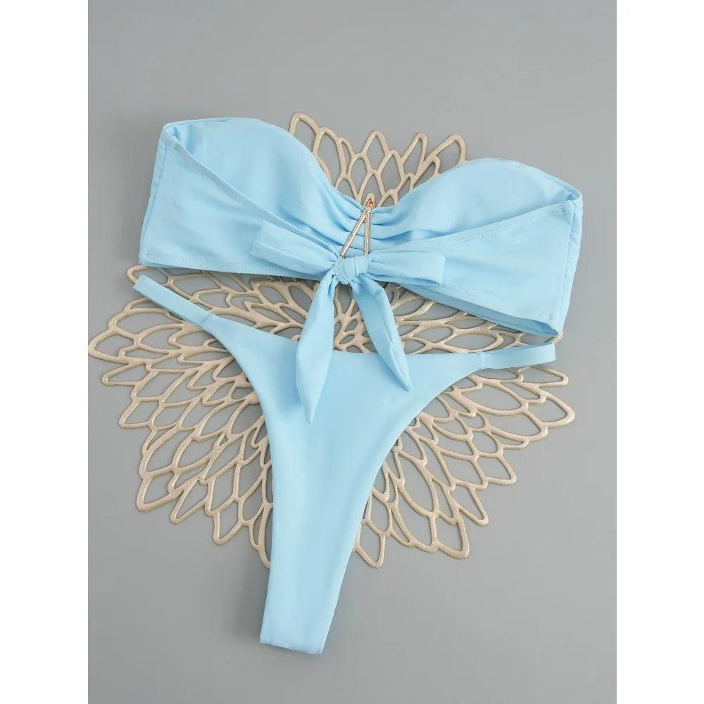 Sexy Starfish Bandeau Bikini 2025 Women Swimsuit Female Swimwear Thong Bikinis Set Brazilian Beach Wear Bathing Suit Biquini