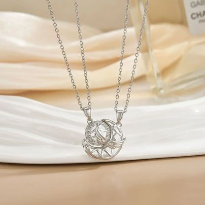 LATS New Stainless Steel Magnetic Sun Moon Couple Necklace Fashion Chain for Men and Women Good Friend Gifts Trend Jewelry