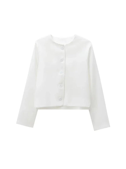 Foridol Solid O-neck Single Breasted Black Blazer Coat Women Autumn Winter Short Jacket Office Lady Vintage Buttons Veste