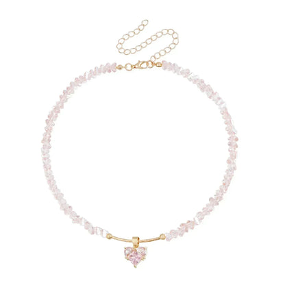 Fashion Heart Beaded Necklace for Women Boho Elegant Irregular Crystal Chain Y2K Choker Exquisite Party Gift Jewelry Accessories