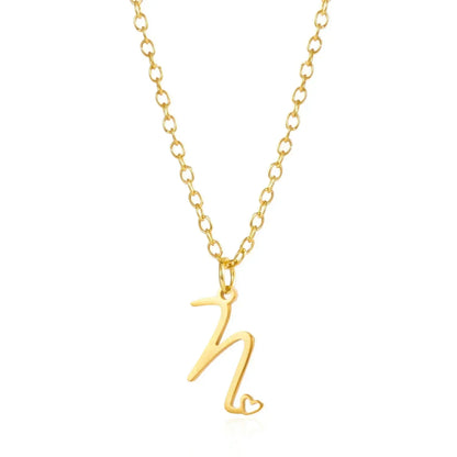 26 Initial Letters Heart Pendant Stainless Steel Necklace for Women Gold Color A-Z Alphabet Choker Chain Birthday Jewelry Gift