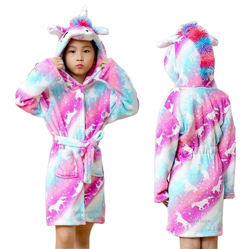 Children Bath Robes Flannel Winter Kids Sleepwear Robe Infant Pijamas Nightgown For Boys Girls Pajamas 1-11 Years Baby Clothes