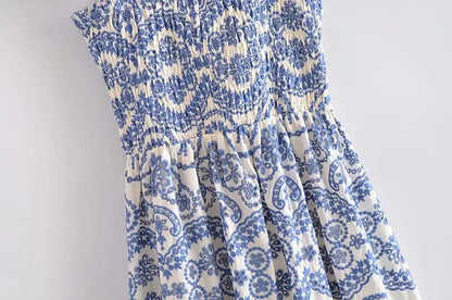 Blue Floral Embroidey Summer Beach Dress Women Casual Holiday Bohemian Dress Boho Sundress Maxi Long Vestidos Fashion Clothes