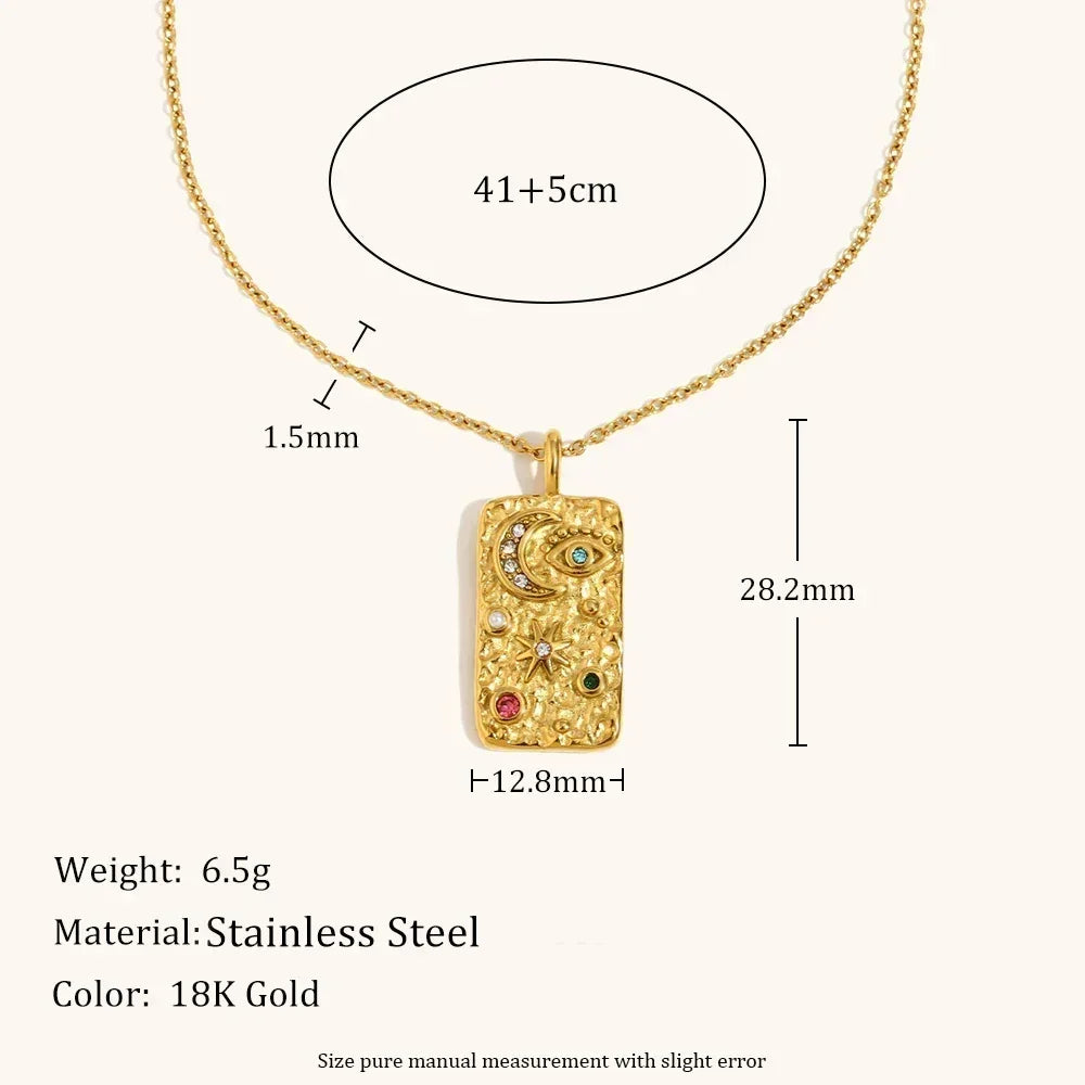 Star & Moon Pendant Necklace | Stainless Steel