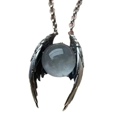 Personality Angel Ghost Beads Wings Pendant Necklace for Men Women Guard Angel Necklace Hip Hop Jewelry Accessories