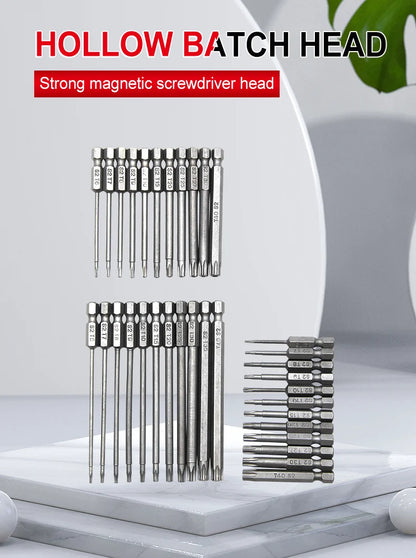 50-75-100mm Hollow Plum Blossom Extended S2 Screwdriver Set with Hexagonal Handle Screwdriver Bit Screwdriver Tool