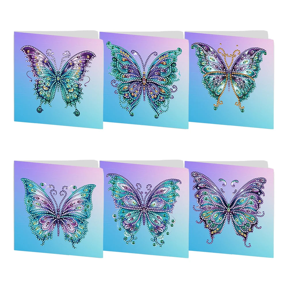 6Pcs DIY Diamond Painting Animal Flower Greeting Card Rinestone Embroidery Arts Craft Cards Kit Birthday Gift for Friend Gift