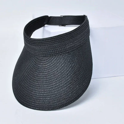 Spring and Summer Women's Outdoor Sunshade  Straw Hat Fashion Empty Top  Duck Tongue Hat Big Brim Cap G37