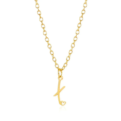 26 Initial Letters Heart Pendant Stainless Steel Necklace for Women Gold Color A-Z Alphabet Choker Chain Birthday Jewelry Gift