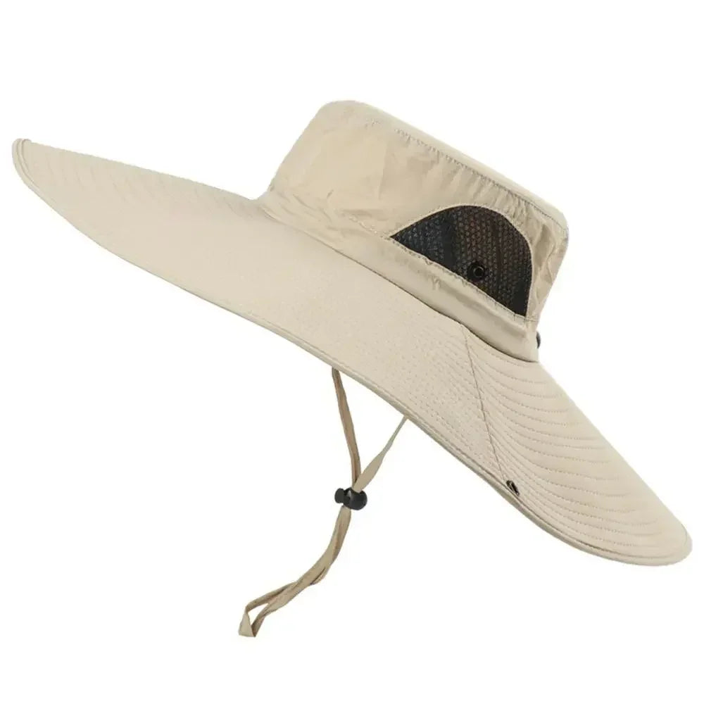 Summer Bucket Hat For Men Fisherman Cap Fishing Outdoor Sunshade Wide Visor Brim UV Sunscreen Riding Hiking Suncreen Sunhat