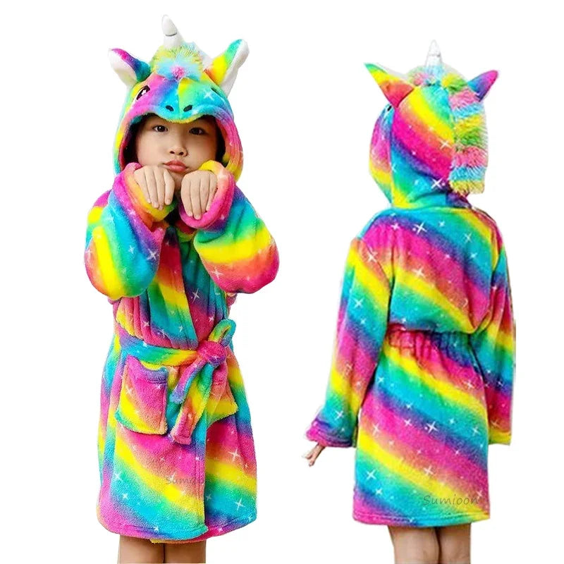 Children Bath Robes Flannel Winter Kids Sleepwear Robe Infant Pijamas Nightgown For Boys Girls Pajamas 1-11 Years Baby Clothes