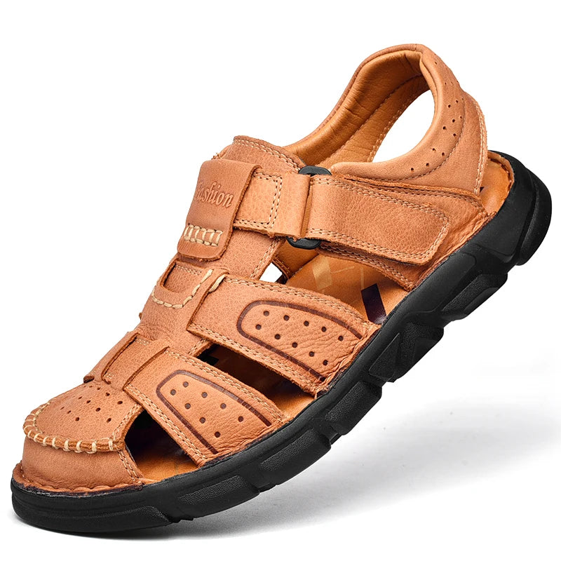 Genuine Leather Casual Shoes For Men High Quality Classic Men Sandals Summer Outdoor Walking Men Sneakers Breathable Men Sandals