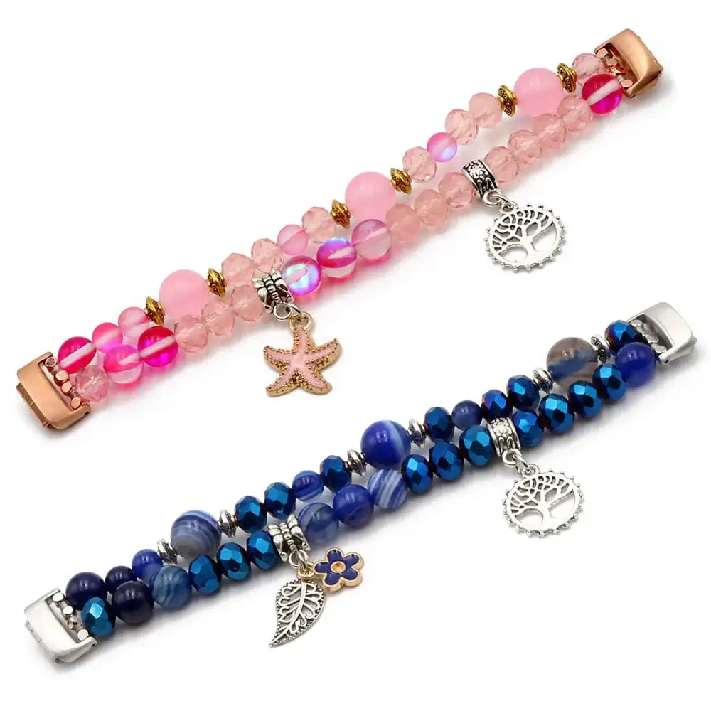 Fitbit Inspire 3 Beaded Charm Bracelet Band, Double Strand