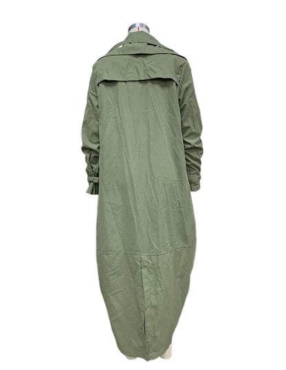Phantasy Long Trench Coat Women Loose Button Fashion Casual Suit Elegant Female Pockets Streetwear Commuter Lady Coat Autumn