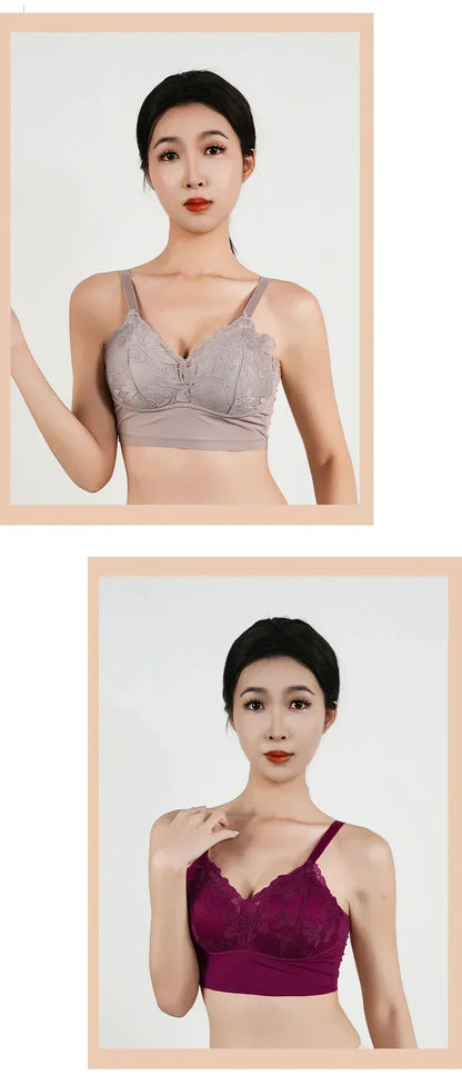 Hot Full Cup Thin Underwear Small Bra Plus Size Wireless Adjustable Lace Women's Bra Breast Cover B C Cup Large Size Lace Bras