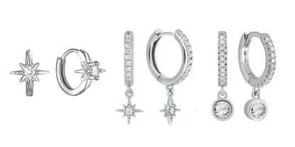 925 Sterling Silver Ear Needle Fashion Hoop Earrings White Crystal Luxury Women's Silver Earrings Wedding Women's Jewelry Gift