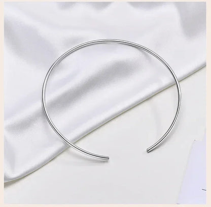 Choker Neck Cuff for Women, Open Collar Choker Torques Necklace Adjustable ,Simple Stainless Steel Jewelry