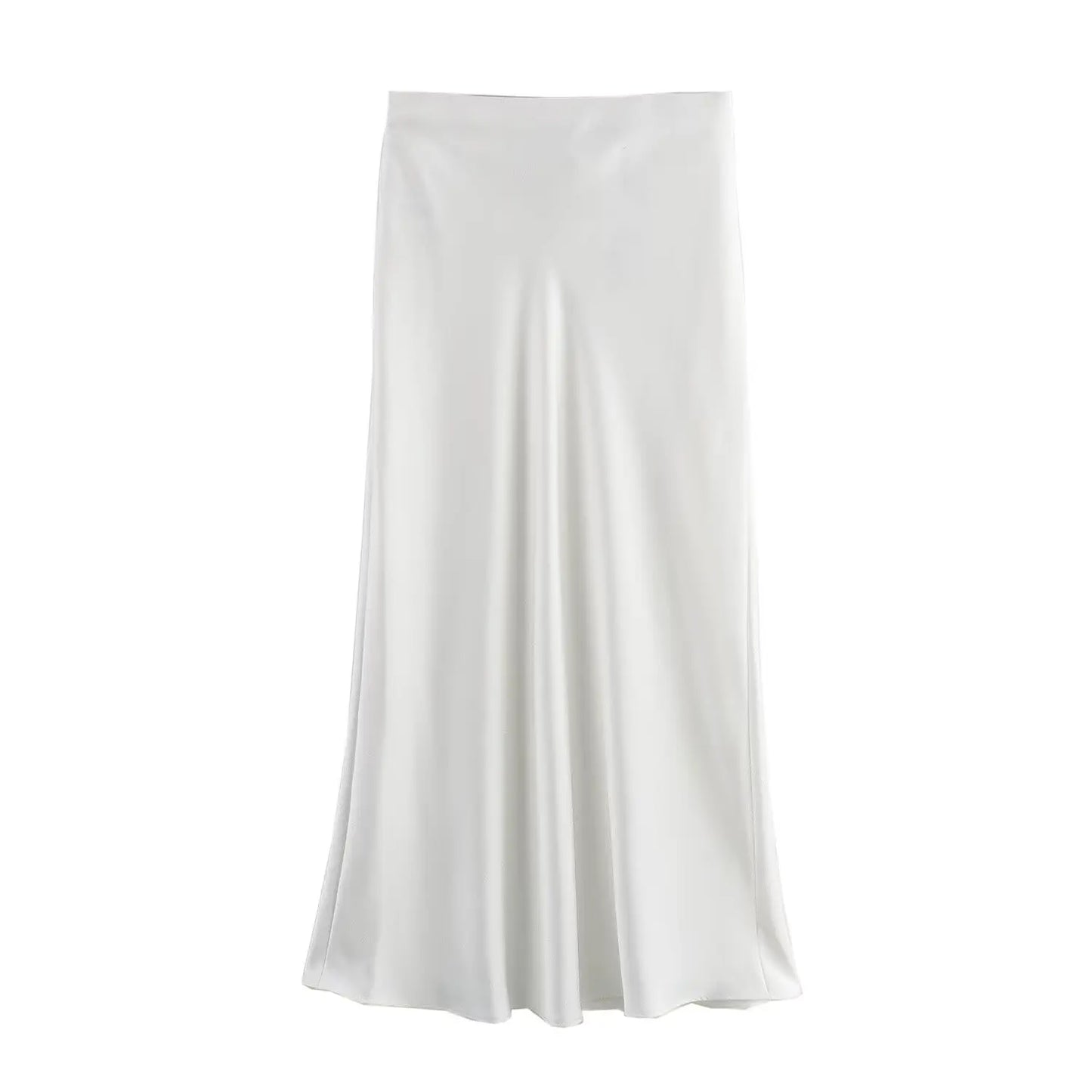 2026 New Women's European And American Style Fashion Silk Satin Texture High Waist Skirt Street Style Elegant Mid-length Skirt