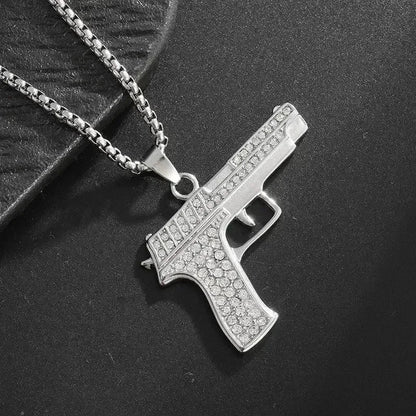 Ice Out Zircon Polite Gesture Middle Finger Necklace Men Women Punk Hip Hop Rap Rock Party Jewelry Gift