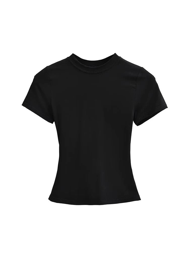 Slim Fit Solid Color Women's Casual T-shirt Short Sleeve Fashion Trend Y2K Top High Quality 2026 New Arrival