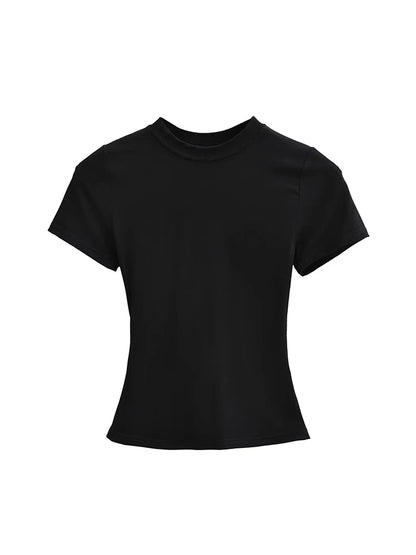 Slim Fit Solid Color Women's Casual T-shirt Short Sleeve Fashion Trend Y2K Top High Quality 2026 New Arrival