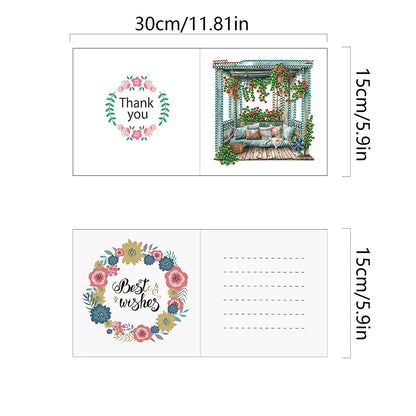 6Pcs DIY Diamond Painting Animal Flower Greeting Card Rinestone Embroidery Arts Craft Cards Kit Birthday Gift for Friend Gift