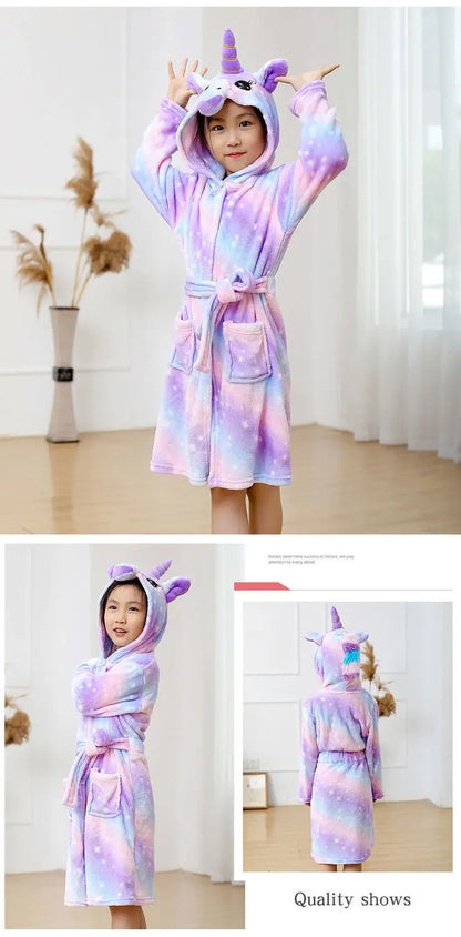 Children Bath Robes Flannel Winter Kids Sleepwear Robe Infant Pijamas Nightgown For Boys Girls Pajamas 1-11 Years Baby Clothes