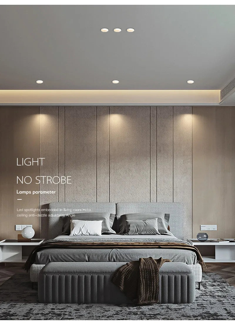 Recessed Anti-glare LED COB Downlight 18W 24W Dimmable 85-265V Ceiling Lamp Spot Light 12W 15W Home Living Room Bedroom Lighting