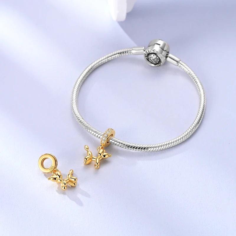 Golden Sunflower Leopard Poodle Charms Beads Fit Bracelet Nacklace Jewelry DIY Gifts For Women