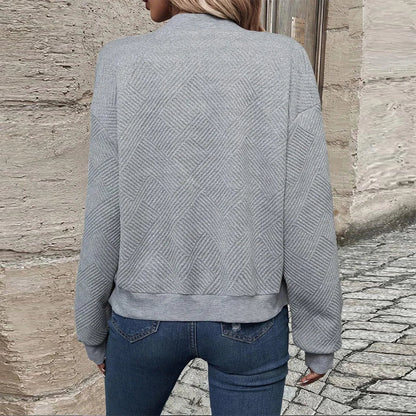Women’s Solid-Color Zipper Stand-Collar Jacket