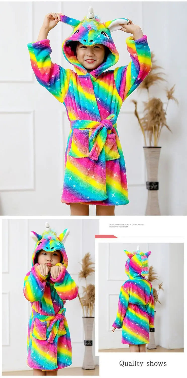 Children Bath Robes Flannel Winter Kids Sleepwear Robe Infant Pijamas Nightgown For Boys Girls Pajamas 1-11 Years Baby Clothes
