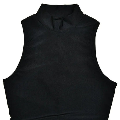 Turtleneck Sleeveless Mini Dress | Ruched Asymmetrical Party Dress - Femstylo
