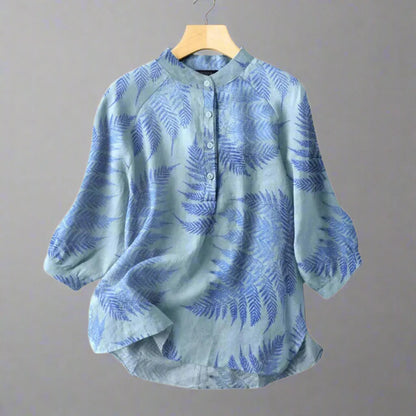 Vintage Cotton-Linen Button Down Blouse