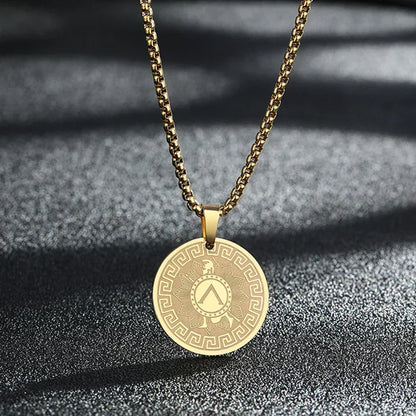 Mens Ancient Greek God Spartan Warrior Pendant Gladiator Necklace Women Mythology Spartan Helmet Charm Neck Chain Amulet Jewelry