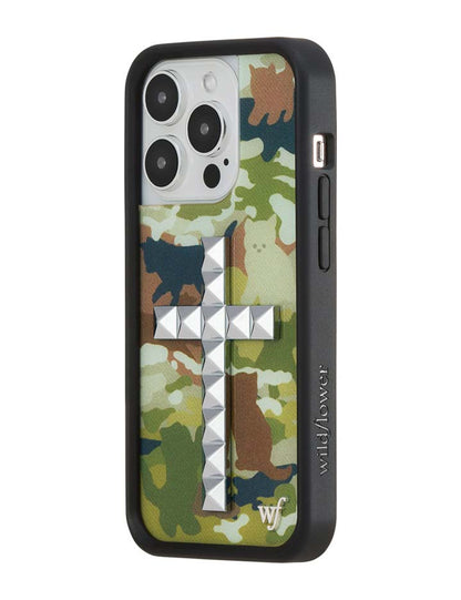 Stud Cross Cat Camo iPhone Case