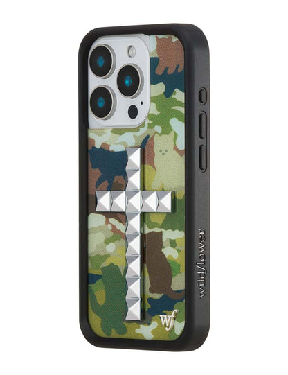 Stud Cross Cat Camo iPhone Case