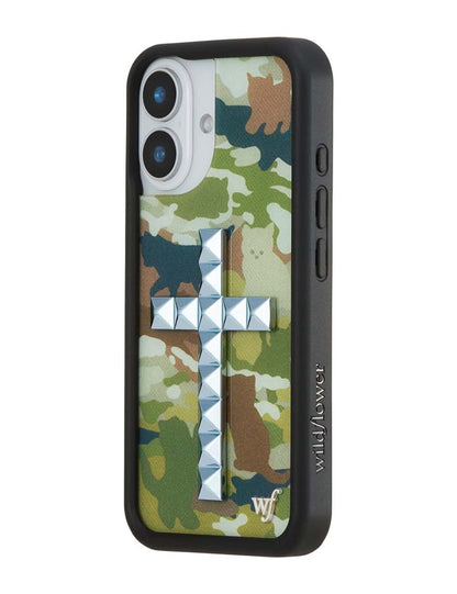 Stud Cross Cat Camo iPhone Case
